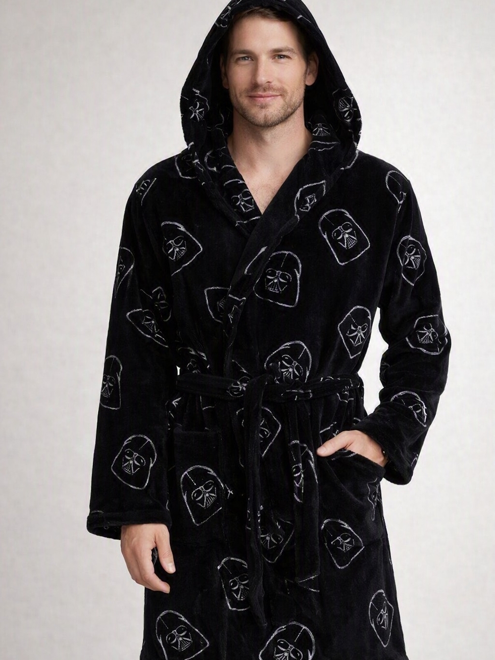 Star Wars Robe Darth Vader Mens Large Lounge Wear Black Plush Comfy Pajama